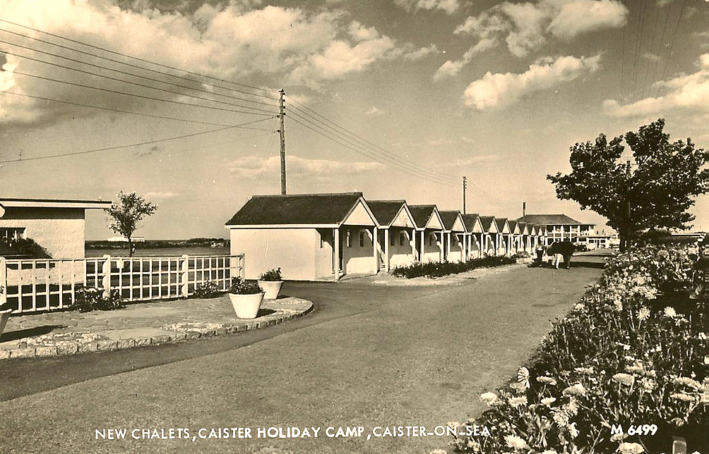 Vintage postcard of Caister Holiday Camp showing the new chalets
