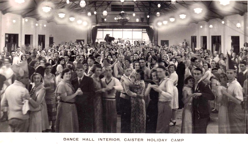 Vintage postcard of Caister Holiday Camp showing the dance hall