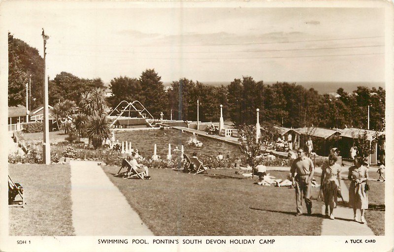 1950s postcard of Pontins south Devon holiday camp