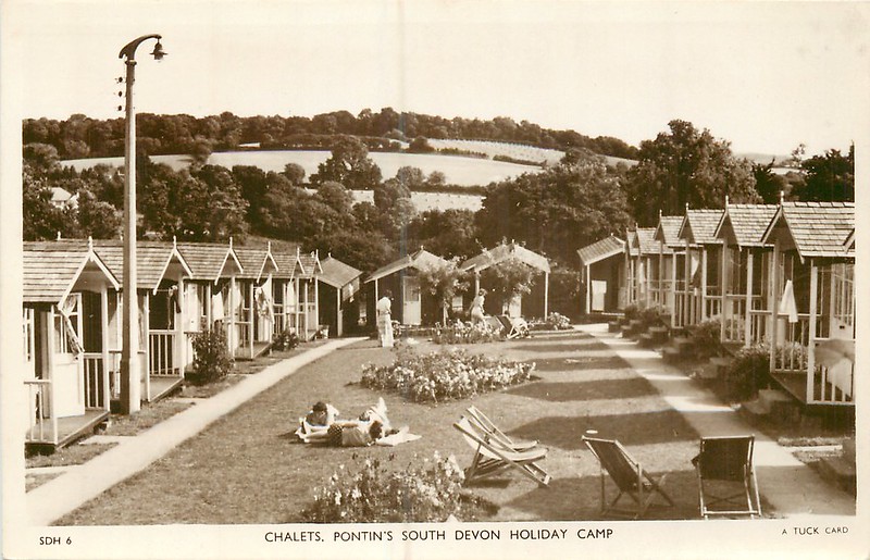 1950s postcard of Pontins south Devon holiday camp