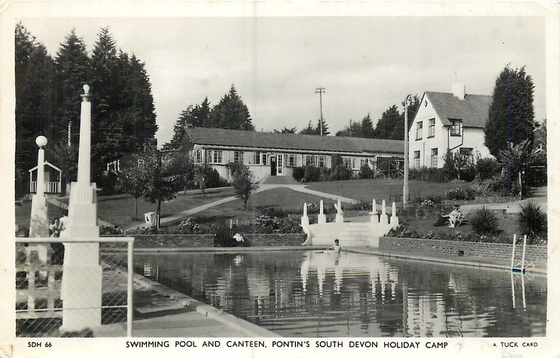 1950s postcard of Pontins south Devon holiday camp