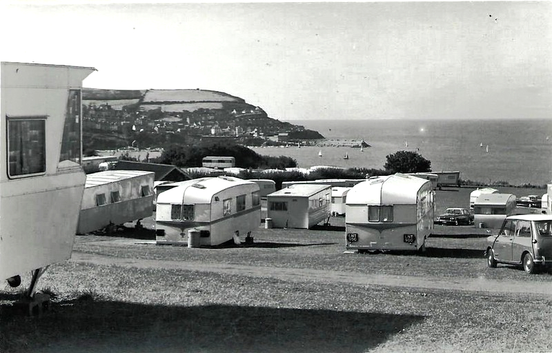 vintage postcard of holimarine new quay caravan park