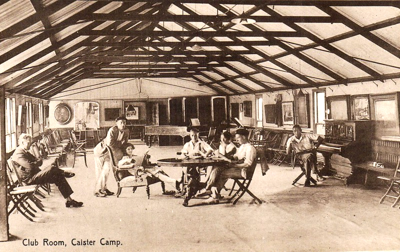 Vintage postcard of Caister Holiday Camp showing the club room