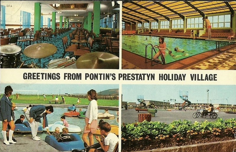 1970s postcard showing Pontins prestatyn