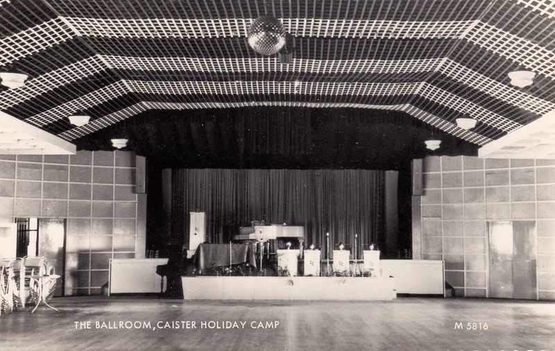 vintage postcard of Caister Holiday Camp showing the ballroom