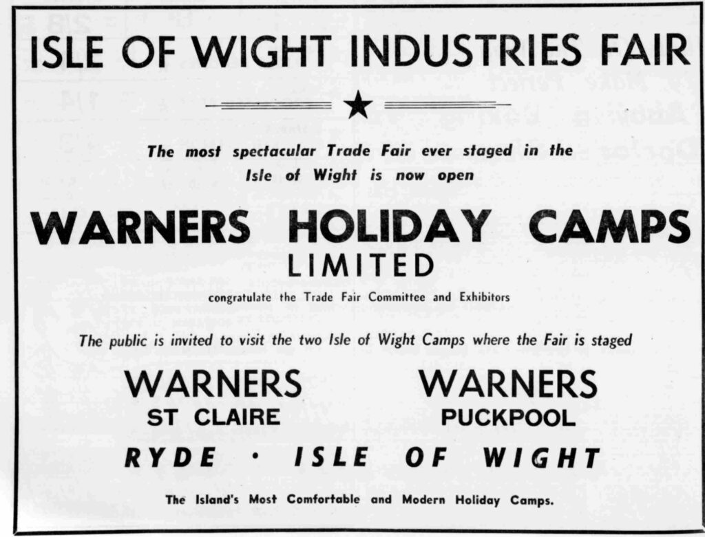 advert for the 1960s trade fair held at puckpool and st clare holiday camps