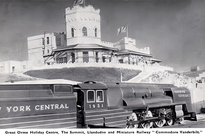 1953 postcard of the great orme summit in llandudno showing the hotel and miniature railway