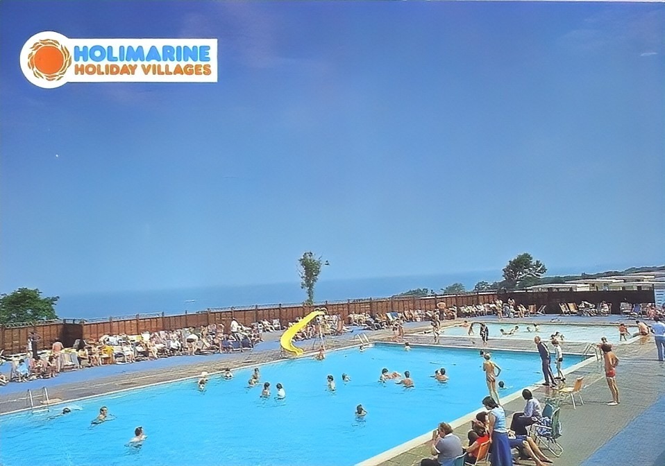 Holimarine 1970s postcard showing the new quay caravan park