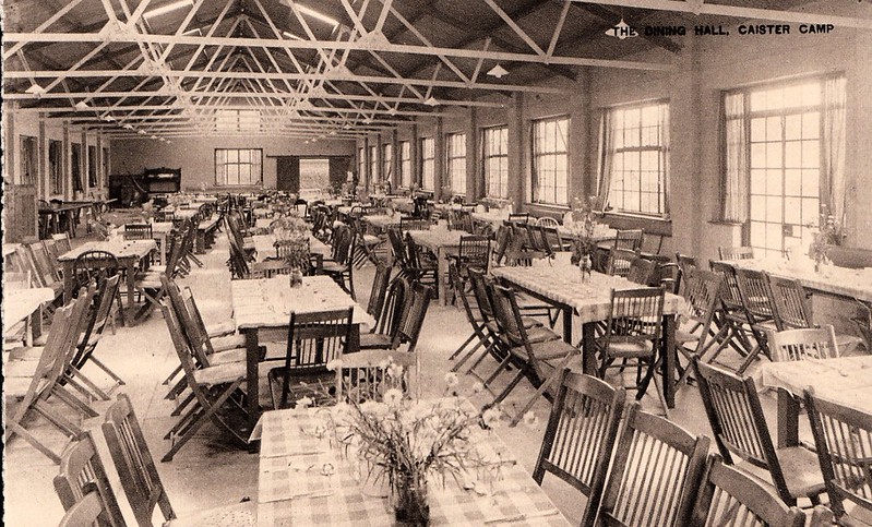 vintage postcard of Caister Holiday Camp showing the dining hall
