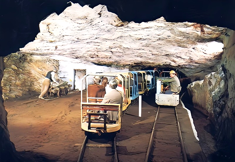 1970s postcard showing the Miners Tramway at Llechwedd Slate Caverns