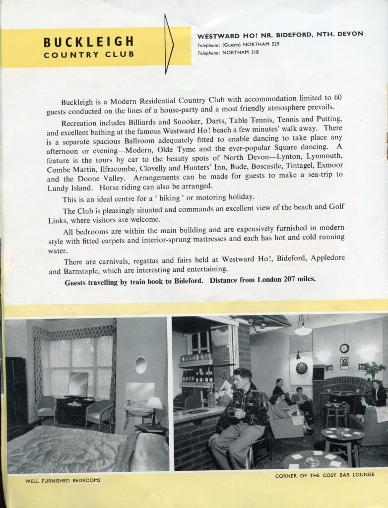 1957 brochure of Pontins buckleigh place country club