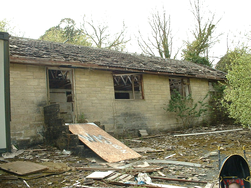 derelict remains of Warner's woodside bay holiday camp showing the sports building