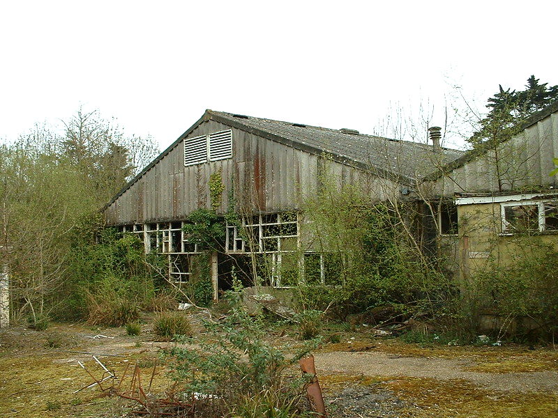 derelict remains of Warner's woodside bay holiday camp showing the dining room exterior
