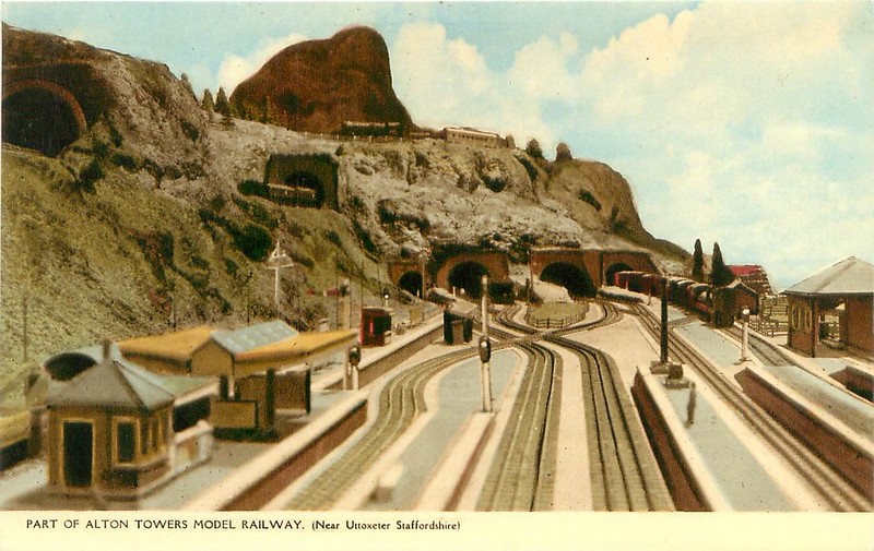 1960s postcard of the model railway at Alton towers