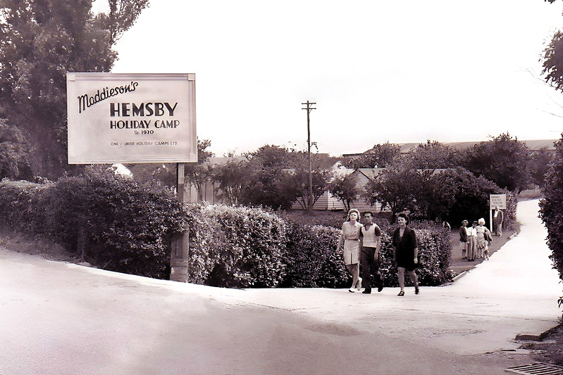 Vintage postcard showing the old  Maddieson's Hemsby Holiday Camp