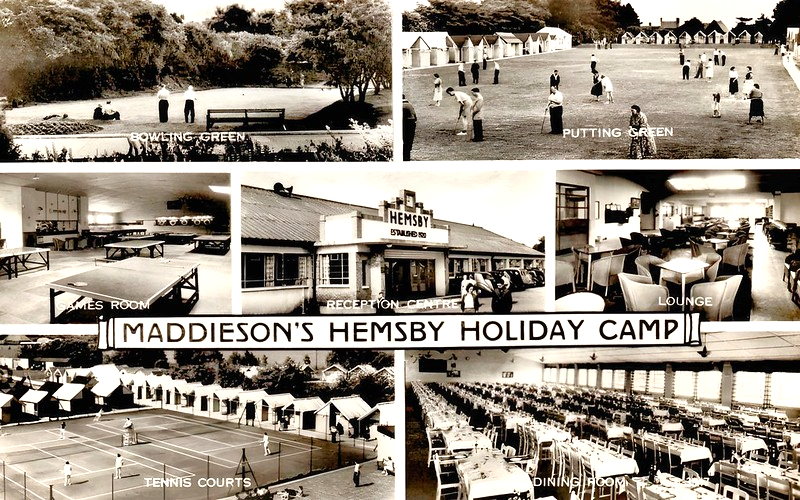 1950s postcard showing the old  Maddiesons Holiday Camp in Hemsby