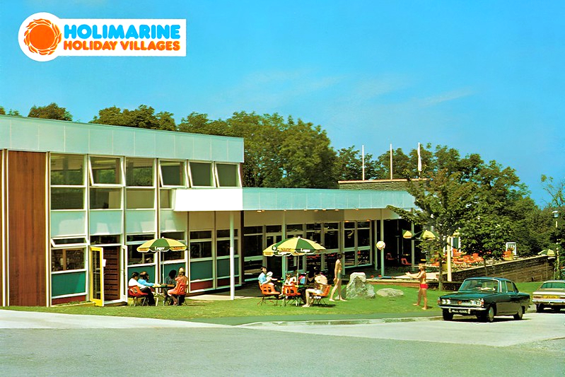 Holimarine 1970s postcard showing the new quay caravan park