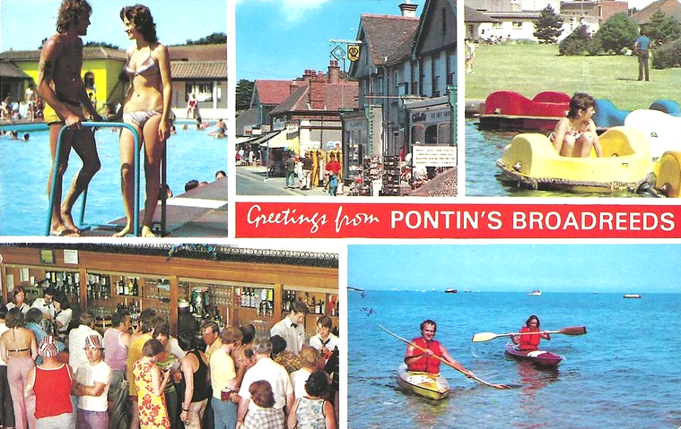 Pontins broadreeds 1970s postcard
