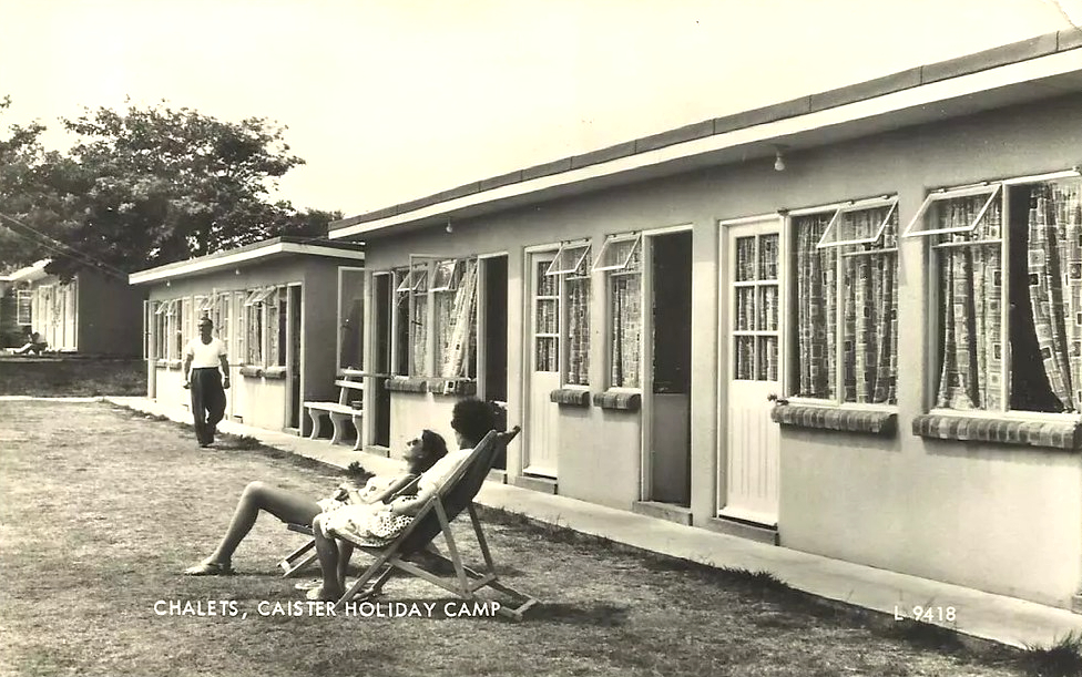 Vintage postcard of Caister Holiday Camp showing the chalets