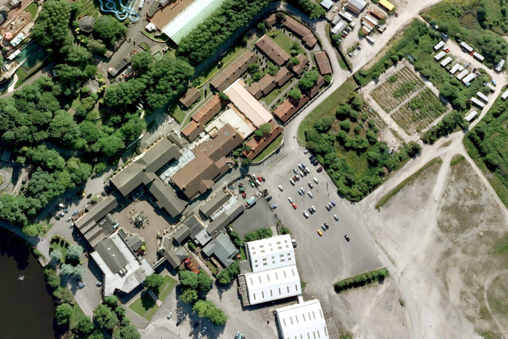 aerial view of Park Hall hotel in Charnock richard