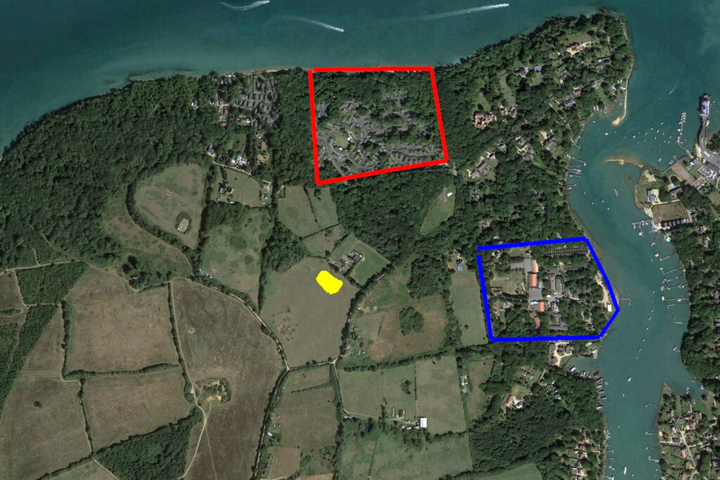 map of wootton showing woodside bay holiday camp, Pontins Little Canada holiday camp and also the stage for the Isle of Wight music festivals in the 1960s
