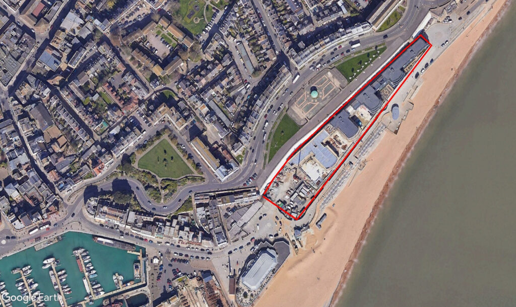 recent aerial view showing the location of Ramsgate amusement park