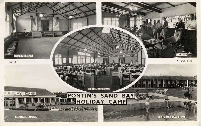 vintage postcard of Pontins Sand Bay holiday camp