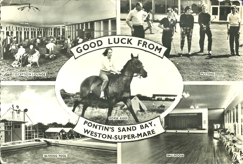 vintage postcard of Pontins Sand Bay holiday camp