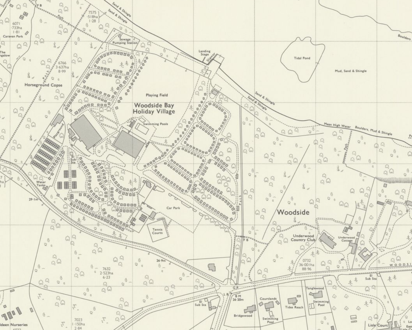 Warner's Woodside Bay Holiday Camp map from the 1960s