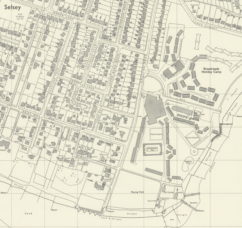 1960s map of Pontins Broadreeds holiday camp in Selsey