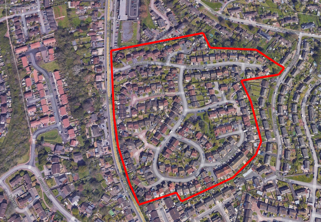Map showing the former location of South Devon holiday camp