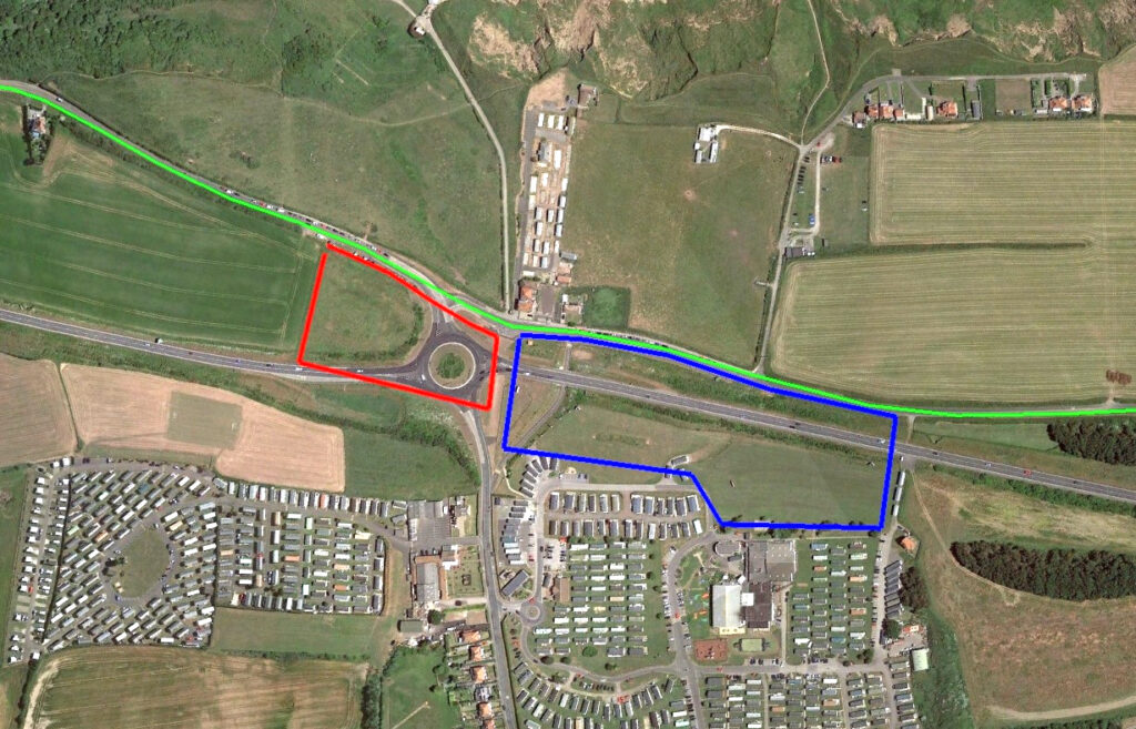 Modern day map of Cayton Bay showing where the Pavilion and motel used to stand at Wallis's Holiday Camp