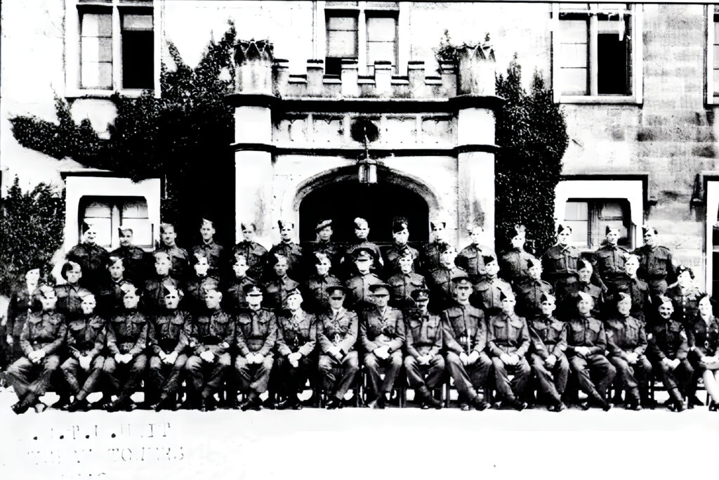 Officer Cadets outside Heysham Tower at the Morecambe Holiday Camp