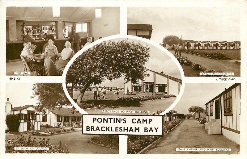 Vintage postcard showing the Pontins holiday camp in Bracklesham bay