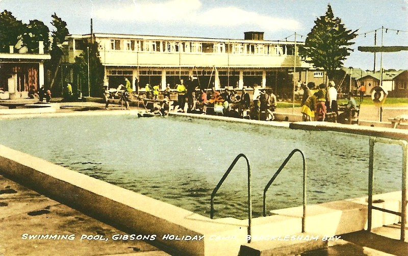 Vintage postcard of Gibsons Holiday Camp in Bracklesham Bay