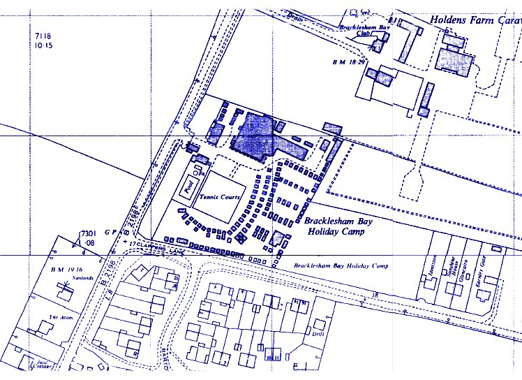 1960s map of Gibsons Holiday Camp in Bracklesham Bay