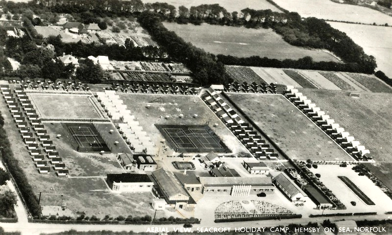 Vintage aerial view of Seacroft holiday camp in Hemsby