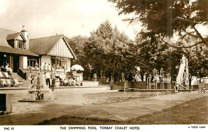 Vintage postcard showing the Torbay Chalet Hotel