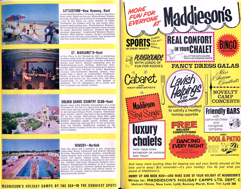1965 advert for Maddiesons Littlestone Holiday Camp