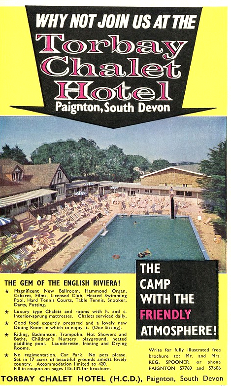 1965 advert for the Torbay Chalet Hotel