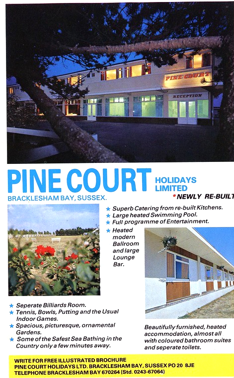 1977 advert for Pine Court (South Downs Holiday Centre)