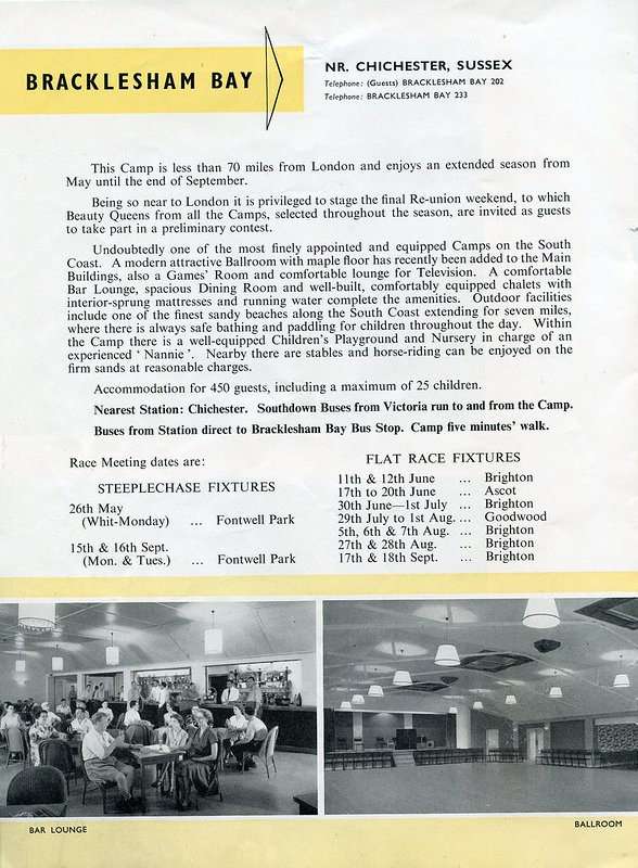 Pontins Bracklesham Bay brochure from 1957