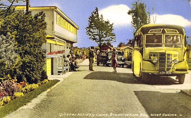 Vintage postcard of Gibsons Holiday Camp in Bracklesham Bay