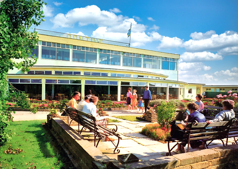 1970s photo showing the Pontins holiday camp in Bracklesham bay