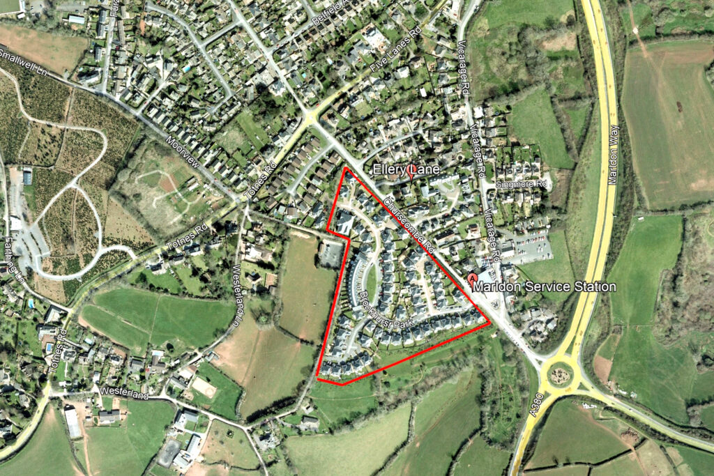 Map showing the former location of the Torbay Chalet Hotel