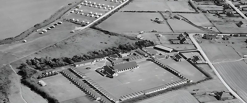 1940s aerial view of Sussex ideal holiday chalets in Bracklesham bay
