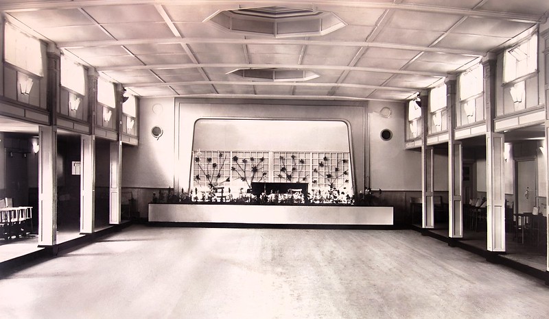 Vintage postcard of the dance hall at Seacroft holiday camp in Hemsby