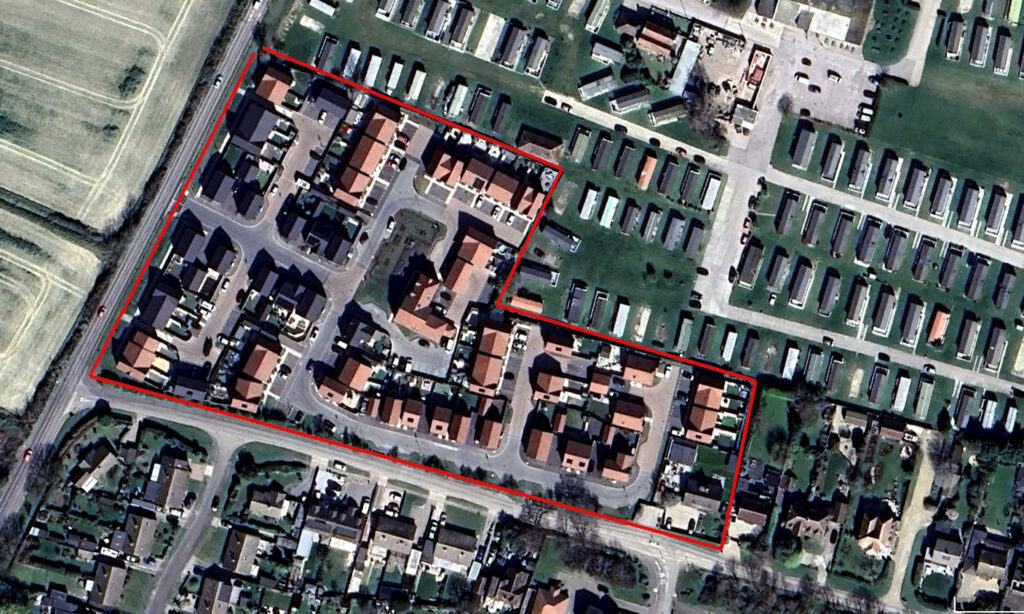 Aerial view showing the location of the former South Downs Holiday Village