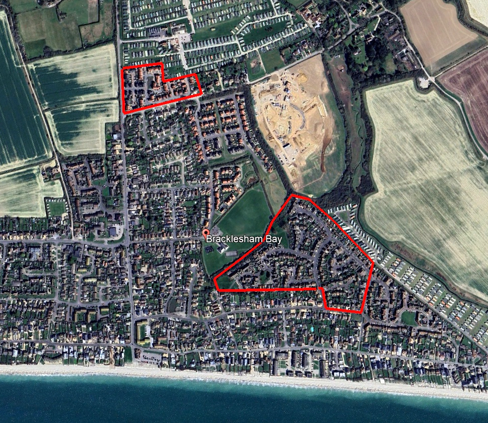 map showing the two pontins camps formerly located in Bracklesham bay