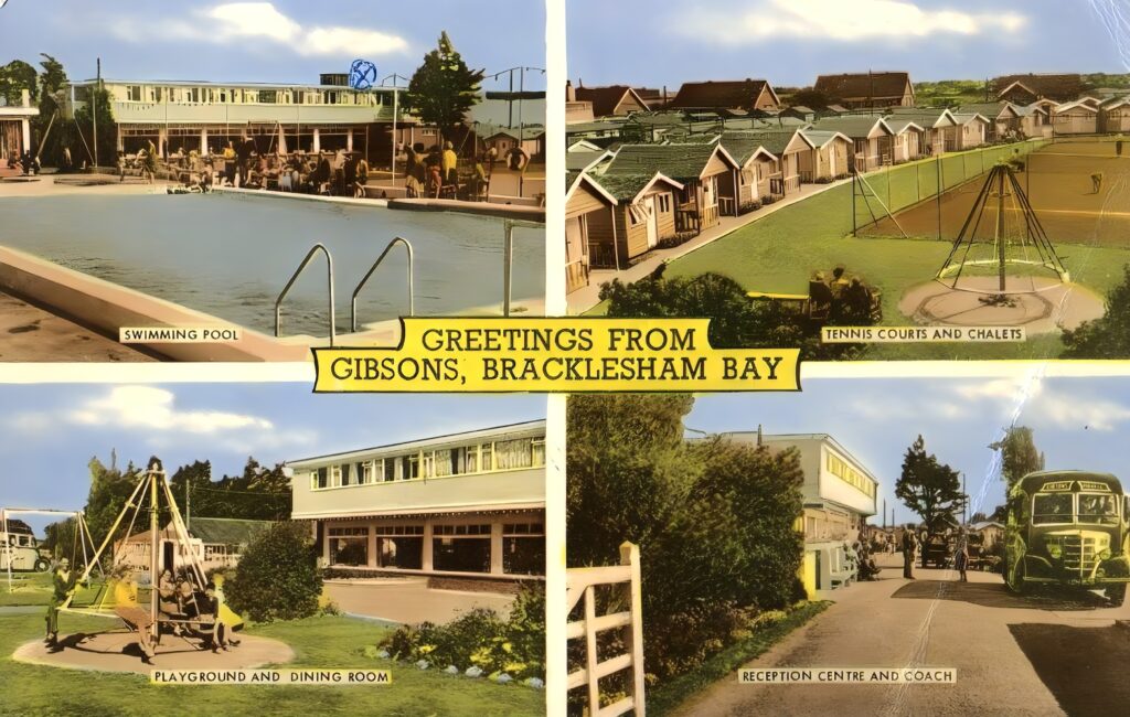 Vintage postcard of Gibsons Holiday Camp in Bracklesham Bay